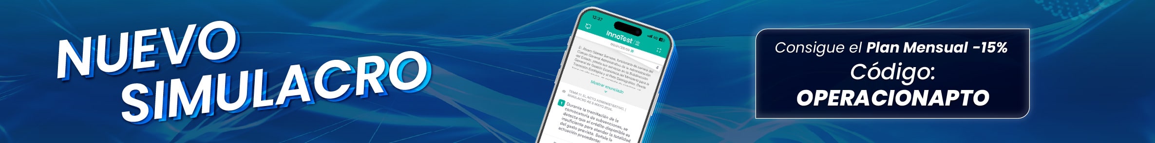 Banner simulacros con descuento en la app InnoTest