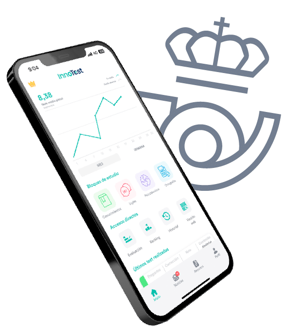 App innotest correos con logo detrás
