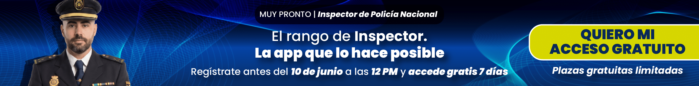 Banner app inspector de policía con acceso gratuito